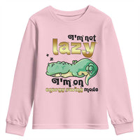Funny Dinosaur Lover Youth Sweatshirt I Am Not Lazy I Am On Energy Saving Mode - Wonder Print Shop