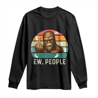 Bigfoot Lover Long Sleeve Shirt Funny Ew People Retro Sunset Design - Wonder Print Shop