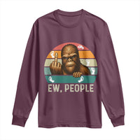 Bigfoot Lover Long Sleeve Shirt Funny Ew People Retro Sunset Design - Wonder Print Shop