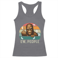 Bigfoot Lover Racerback Tank Top Funny Ew People Retro Sunset Design - Wonder Print Shop