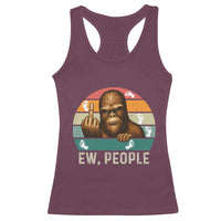 Bigfoot Lover Racerback Tank Top Funny Ew People Retro Sunset Design - Wonder Print Shop