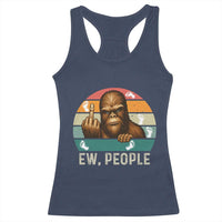 Bigfoot Lover Racerback Tank Top Funny Ew People Retro Sunset Design - Wonder Print Shop