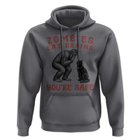 Funny Bigfoot And Black Cat Hoodie Zombies Eat Brains Dont Worry You Are Safe