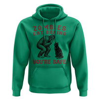 Funny Bigfoot And Black Cat Hoodie Zombies Eat Brains Dont Worry You Are Safe