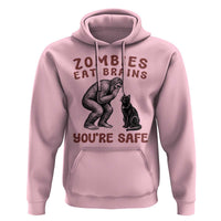 Funny Bigfoot And Black Cat Hoodie Zombies Eat Brains Dont Worry You Are Safe