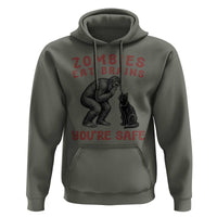 Funny Bigfoot And Black Cat Hoodie Zombies Eat Brains Dont Worry You Are Safe