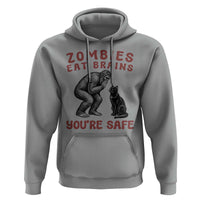 Funny Bigfoot And Black Cat Hoodie Zombies Eat Brains Dont Worry You Are Safe