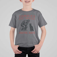 Funny Bigfoot And Black Cat T Shirt For Kid Zombies Eat Brains Dont Worry You Are Safe