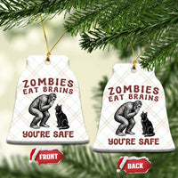 Funny Bigfoot And Black Cat Ceramic Ornament Zombies Eat Brains Dont Worry You Are Safe