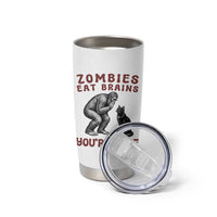 Funny Bigfoot And Black Cat Tumbler Cup Zombies Eat Brains Dont Worry You Are Safe