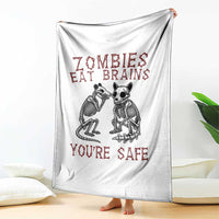 Funny Opossum Raccoon Skeleton Throw Blanket Zombies Eat Brains Dont Worry You Are Safe