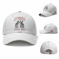 Funny Opossum Raccoon Skeleton Baseball Cap Zombies Eat Brains Dont Worry You Are Safe
