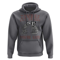 Funny Opossum Raccoon Skeleton Hoodie Zombies Eat Brains Dont Worry You Are Safe