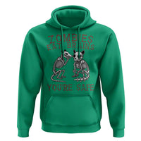 Funny Opossum Raccoon Skeleton Hoodie Zombies Eat Brains Dont Worry You Are Safe
