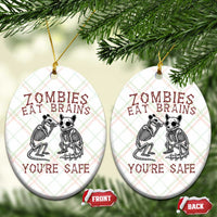 Funny Opossum Raccoon Skeleton Ceramic Ornament Zombies Eat Brains Dont Worry You Are Safe