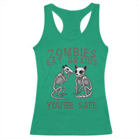 Funny Opossum Raccoon Skeleton Racerback Tank Top Zombies Eat Brains Dont Worry You Are Safe
