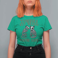 Funny Opossum Raccoon Skeleton T Shirt For Women Zombies Eat Brains Dont Worry You Are Safe