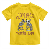 Funny Opossum Raccoon Skeleton Toddler T Shirt Zombies Eat Brains Dont Worry You Are Safe