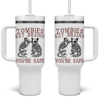 Funny Opossum Raccoon Skeleton Tumbler With Handle Zombies Eat Brains Dont Worry You Are Safe