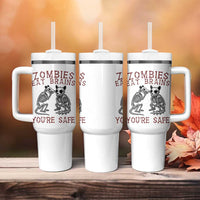 Funny Opossum Raccoon Skeleton Tumbler With Handle Zombies Eat Brains Dont Worry You Are Safe