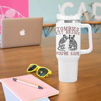 Funny Opossum Raccoon Skeleton Tumbler With Handle Zombies Eat Brains Dont Worry You Are Safe