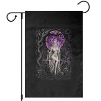 Mystical Ghost Girl Halloween Garden Flag Gothic Purple Moon Haunted Castle Art