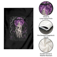 Mystical Ghost Girl Halloween Garden Flag Gothic Purple Moon Haunted Castle Art