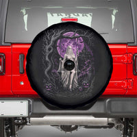 Mystical Ghost Girl Halloween Spare Tire Cover Gothic Purple Moon Haunted Castle Art
