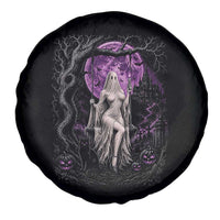 Mystical Ghost Girl Halloween Spare Tire Cover Gothic Purple Moon Haunted Castle Art
