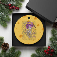 Mystical Ghost Girl Halloween Ceramic Ornament Gothic Purple Moon Haunted Castle Art