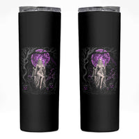Mystical Ghost Girl Halloween Skinny Tumbler Gothic Purple Moon Haunted Castle Art