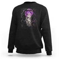 Mystical Ghost Girl Halloween Sweatshirt Gothic Purple Moon Haunted Castle Art