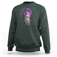 Mystical Ghost Girl Halloween Sweatshirt Gothic Purple Moon Haunted Castle Art