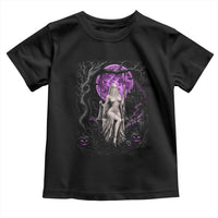 Mystical Ghost Girl Halloween Toddler T Shirt Gothic Purple Moon Haunted Castle Art