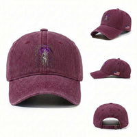 Mystical Ghost Girl Halloween Washed Cotton Baseball Cap Gothic Purple Moon Haunted Castle Art