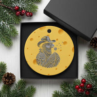 Funny Cowboy Hoatzin Ceramic Ornament Blowing Dandelion Western Bird Gift