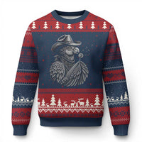 Funny Cowboy Hoatzin Ugly Christmas Sweater Blowing Dandelion Western Bird Gift