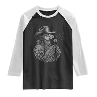 Funny Cowboy Hoatzin Raglan Shirt Blowing Dandelion Western Bird Gift