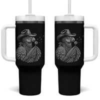 Funny Cowboy Hoatzin Tumbler With Handle Blowing Dandelion Western Bird Gift