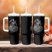 Funny Cowboy Hoatzin Tumbler With Handle Blowing Dandelion Western Bird Gift