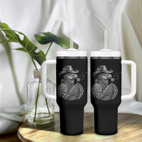 Funny Cowboy Hoatzin Tumbler With Handle Blowing Dandelion Western Bird Gift