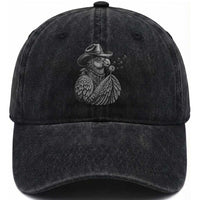 Funny Cowboy Hoatzin Washed Cotton Baseball Cap Blowing Dandelion Western Bird Gift