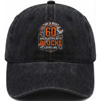 Funny 60th Birthday Mechanic Washed Cotton Baseball Cap This Is What 60 And Playing With Blocks Looks Like