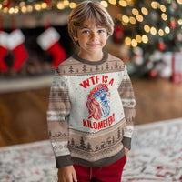 WTF is A Kilometer Ugly Christmas Sweater Patriotic Eagle 4th of July USA American Flag