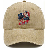 Boop Eagle Washed Cotton Baseball Cap Western Cowgirl Patriotic USA American 4th of July