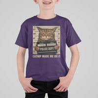 Funny Cat Mugshot T Shirt For Kid Catnip Made Me Do It - Wonder Print Shop