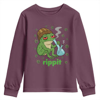 Rippit Frog Youth Sweatshirt Funny 420 Stoner Weed Humor - Wonder Print Shop