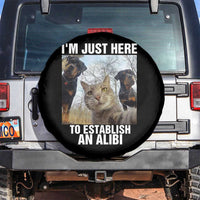 Funny Cat Dog Selfie Spare Tire Cover I Am Just Here To Establish An Alibi - Wonder Print Shop