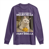 Funny Cat Meme Long Sleeve Shirt You Are Either A Smart Fella Or A Fart Smella - Wonder Print Shop