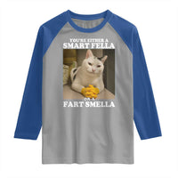 Funny Cat Meme Raglan Shirt You Are Either A Smart Fella Or A Fart Smella - Wonder Print Shop